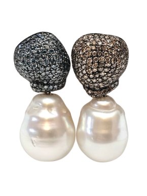 Bespoke South Sea and Pearl Diamond Earrings