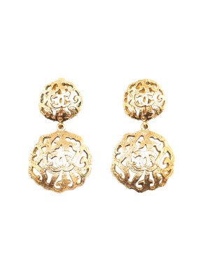 Chanel Gold Plated CC Drop Clip on Earrings