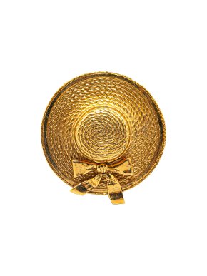 Chanel Vintage Gold Plated Straw Hat Brooch