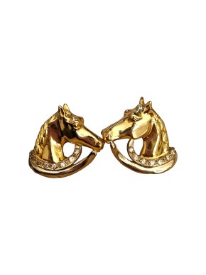 100% Capri Diamond Set Gold Horse’s Head Earrings