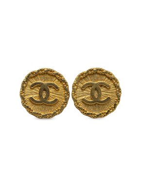 Chanel Vintage Gold Plated CC Clip On Earrings