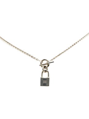 Hermes Sterling Silver Cadenas Kelly Pendant Necklace