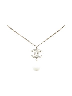 Chanel Brass CC Teardrop Necklace