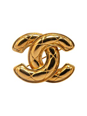 Chanel Gold Plated CC Quilted Brooch