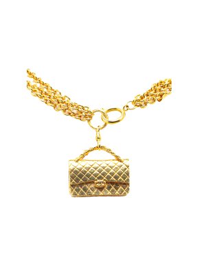 Chanel Gold Plated CC Flap Charm Pendant Necklace