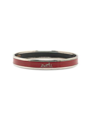 Hermes Red Narrow Caleche Enamel Bangle