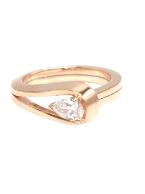 Repossi Serti Rink Gold Inversé Pear Cut Diamond Ring Size 53