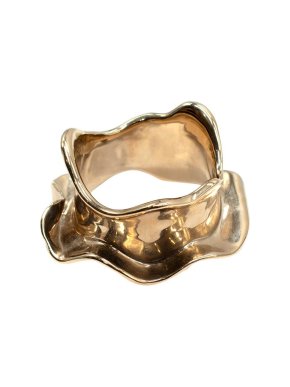 Balenciaga Gold Plated Waved Statement Bangle