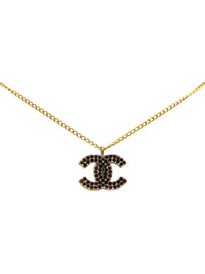 Chanel CC Crystal Gold Plated Pendant Necklace