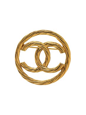 Chanel Gold Plated CC Brooch