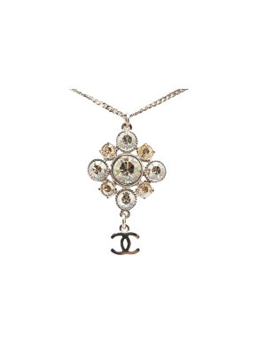 Chanel CC Crystal Silver Plated Pendant