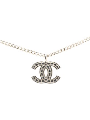 Chanel Silver CC Pendant Necklace