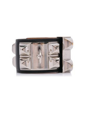 Hermes Black Leather Collier de Chien Bracelet