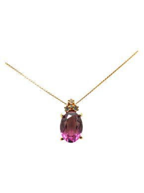 Dior Pink Gold Plated Oval Crystal Pendant Necklace