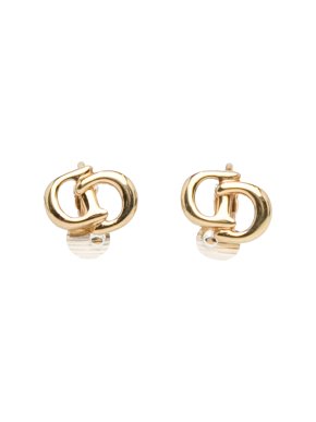Dior Gold-Tone Logo Clip-On Earrings