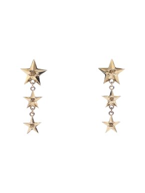Chanel Gold Plated CC Star Drop Earrings
