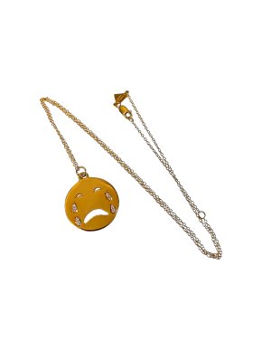 Alison Lou 14ct Yellow Gold Diamond Cry Baby Pendant Necklace