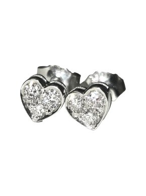 Bespoke 18ct White Gold Diamond Heart Earrings