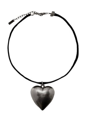 Saint Laurent Black Heart Pendant Necklace