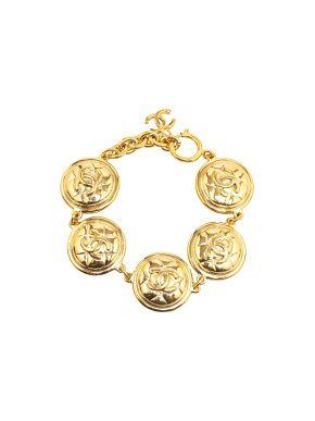 Chanel Gold Plated Medallion Bracelet
