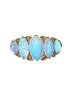 Vintage Opal and Diamond Ring