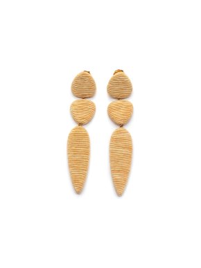Rebecca De Ravenel Yellow Fabric Tiered Earrings 1