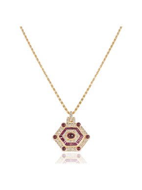 Yellow Gold Ruby & Diamond Pendant Necklace