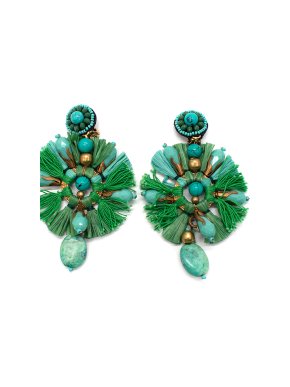Ranjana Khan Green Embellished Clip Earrings 1