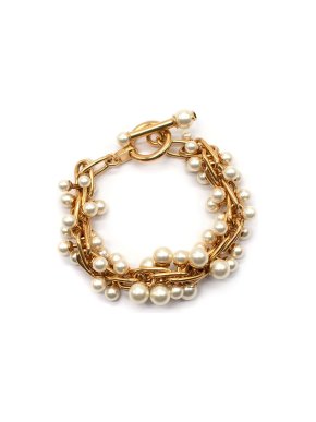 Dior Torsa Bracelet Gold-Finish Metal and White Resin Pearls