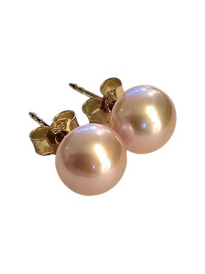 Di Perle Natural Pink Pearl Studs 9-9mm