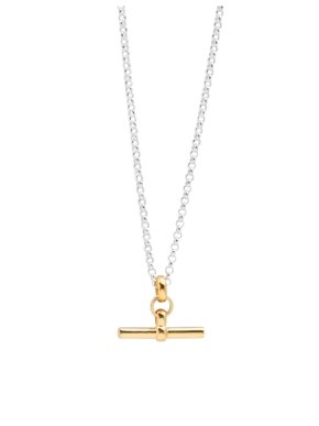 Tilly Sveaas Gold Tone T-bar On Silver Belcher Chain Necklace