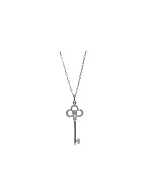 Tiffany Diamond And White Gold Key And Chain