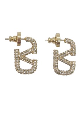 Valentino V Logo Rhinestone Earrings