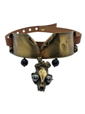 Valentino Skull Pendant Leather Choker 1