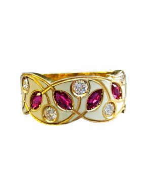 Kutchinsky Enamel, Ruby And Diamond Ring 1