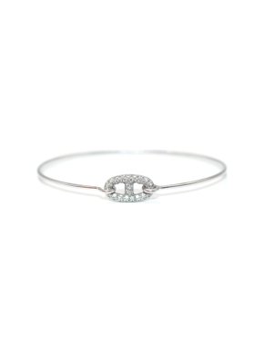 Hermes 18k White Gold Diamond Farandole Bangle Bracelet 1