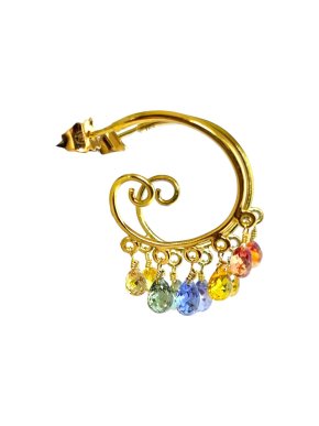 Bespoke Multi Colour Briolette Sapphire Earrings 1