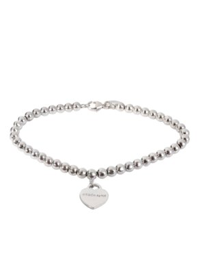 Tiffany Silver Heart Tag Bead Bracelet 1