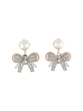 Miu Miu Bow Crystal And Faux Pearl Earrings 1