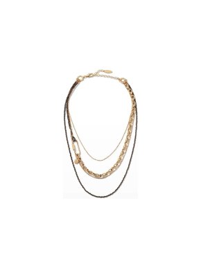 Brunello Brunello Cucinelli  Mixed-Media Multi-Strand Necklace in 18k gold plate 1