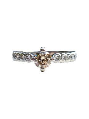 Bespoke Vintage Champagne Diamond Solitaire Ring 1