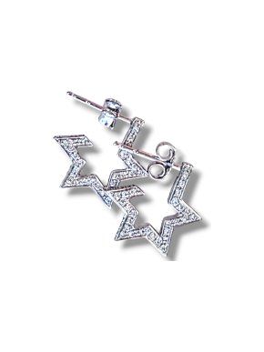 Tada & Toy White Gold And Diamond Star Earrings 1