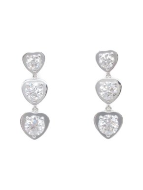 Cartier Triple Diamond Heart Earrings 1