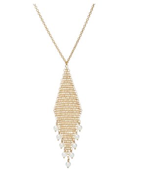 Tiffany Gold Mesh And Freshwater Pearly Pendant/Necklace 1