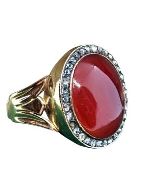 Antique 1820 Rose Cut Diamond and Carnelian Ring 1