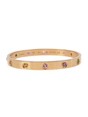 Cartier Rainbow Gem Yellow Gold Love Bracelet Size 16 1