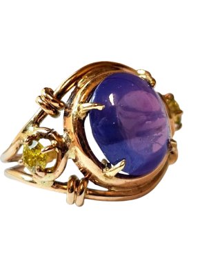 Bespoke Star Sapphire And Yellow Diamond Ring 1