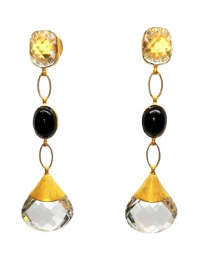 Pippa Small Onyx And Rock Crystal Earrings 1