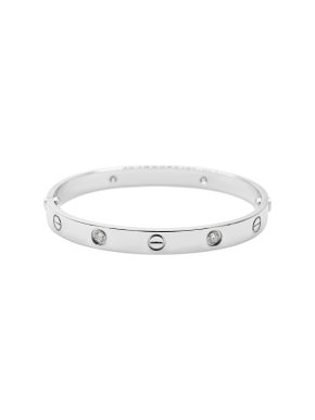 Cartier Classic White Gold 4-Diamond Love Bracelet size 17 1