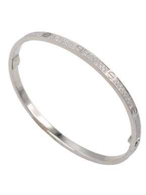 Cartier Full Diamond Set 2 Row Love Bangle